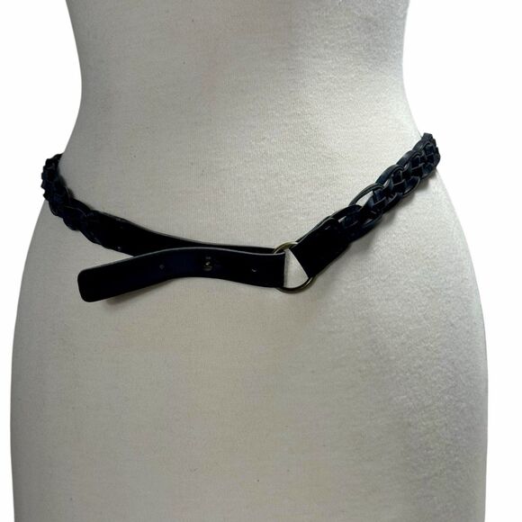 Unbranded Accessories - Women’s Braided Faux Leather Statement Belt Black Snap Closure Unique